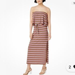 BAR III Women's Off Shoulder Maxi
Strapless Tiered Stripe Dress Size M
